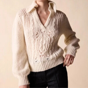 St. Roche Gia Collar Sweater Ivory NWT